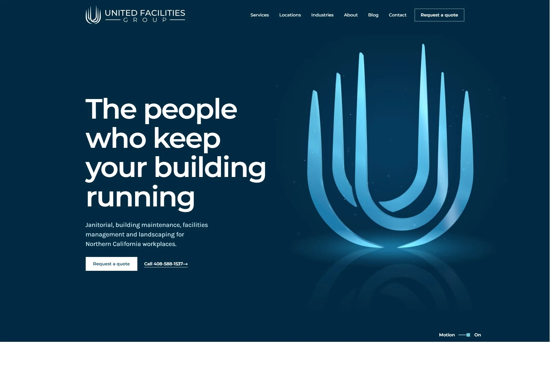 United Facilities Group homepage after the Brandcore redesign
