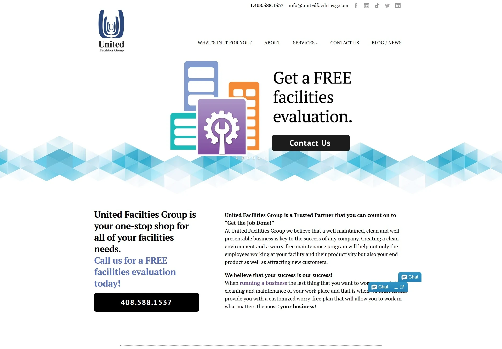 United Facilities Group homepage before the redesign
